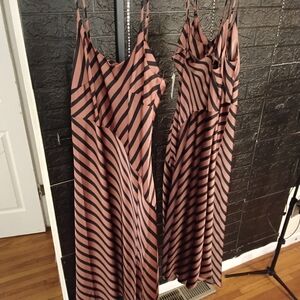 Striped Black and Brown Maxi Dress